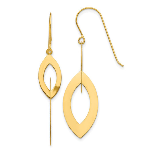 Million Charms 14k Yellow Gold Oval Dangle Earrings, 44mm x 13mm
