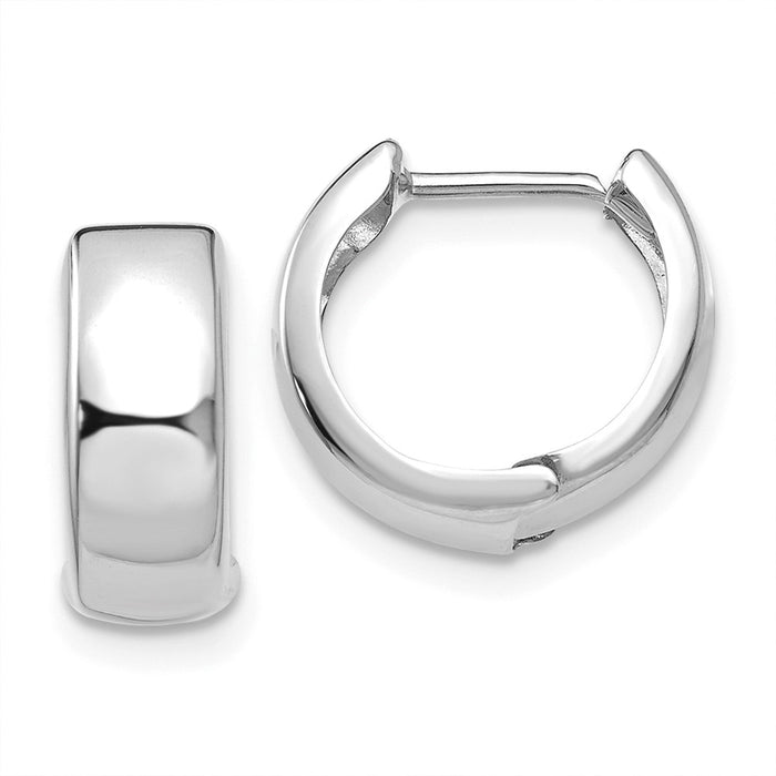 Million Charms 14k White Gold Polished Hinged Hoop Earrings, 12mm x 12mm