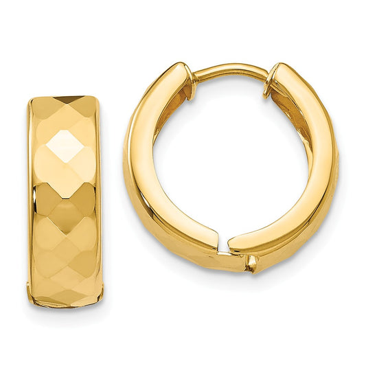 Million Charms 14k Textured Hinged Hoop Earrings, 14mm x 14mm