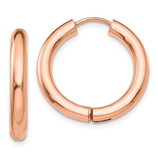Million Charms 14k Rose Gold Hinged Hoop Earrings, 21mm x 21mm