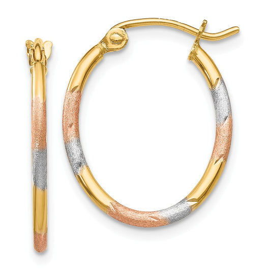 Million Charms 14K & White and Rose Rhodium Diamond-cut Hoop Earrings, 20mm x 16mm