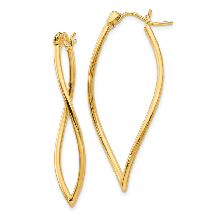 Million Charms 14k Yellow Gold Polished Fancy Hoop Earrings, 37mm x 17mm