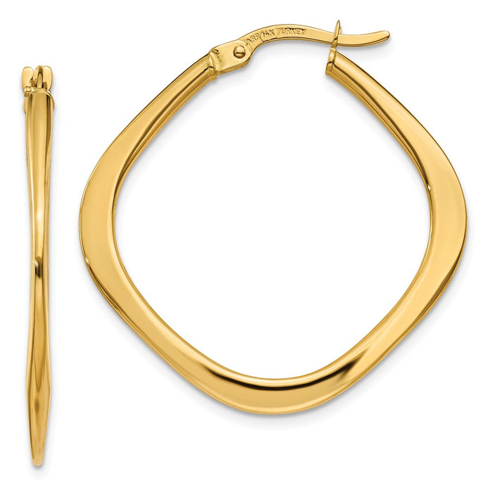 Million Charms 14k Yellow Gold Tapered Square Hoop Earrings, 30mm x 30mm