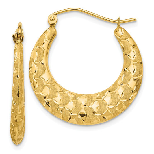 Million Charms 14k Yellow Gold Laser Cut Patterned Hoop Earrings, 26mm x 25mm