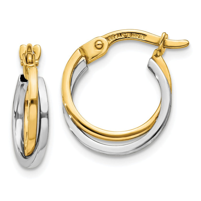 Million Charms 14k Two-tone Polished Hollow Hoop Earrings, 14mm x 12mm