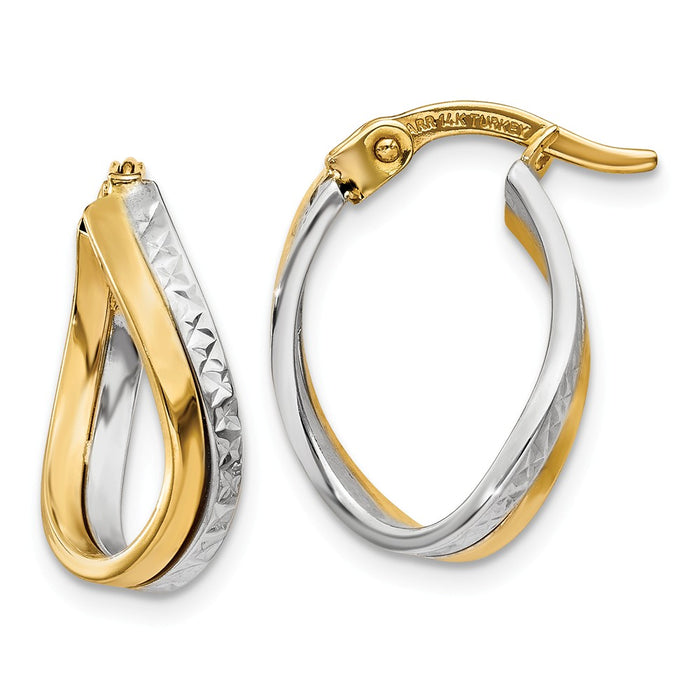 Million Charms 14k Two-tone Polished Hoop Earrings, 15mm x 12mm