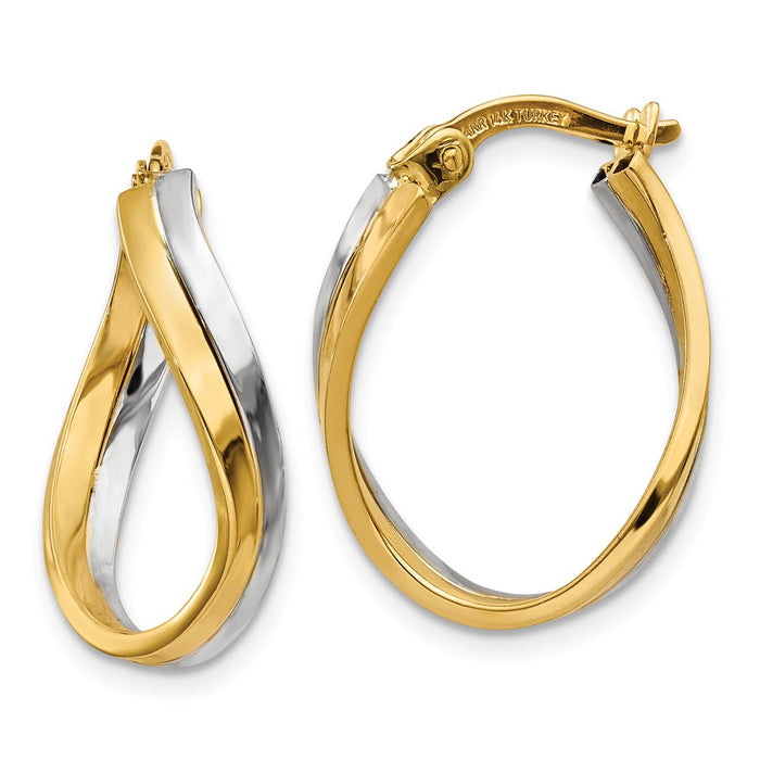 Million Charms 14k Two-tone Polished Hoop Earrings, 18mm x 14mm