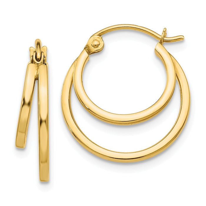 Million Charms 14k Yellow Gold Double Hoop Earrings, 17mm x 17mm