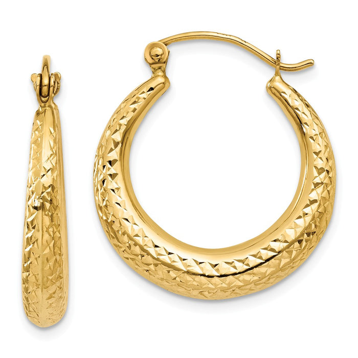 Million Charms 14k Yellow Gold Diamond-cut Hollow Hoop Earrings, 22mm x 21mm