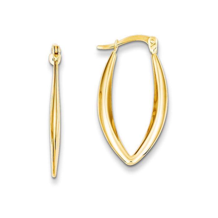 Million Charms 14k Yellow Gold Polished Hollow Hoop Earrings, 28mm x 15mm