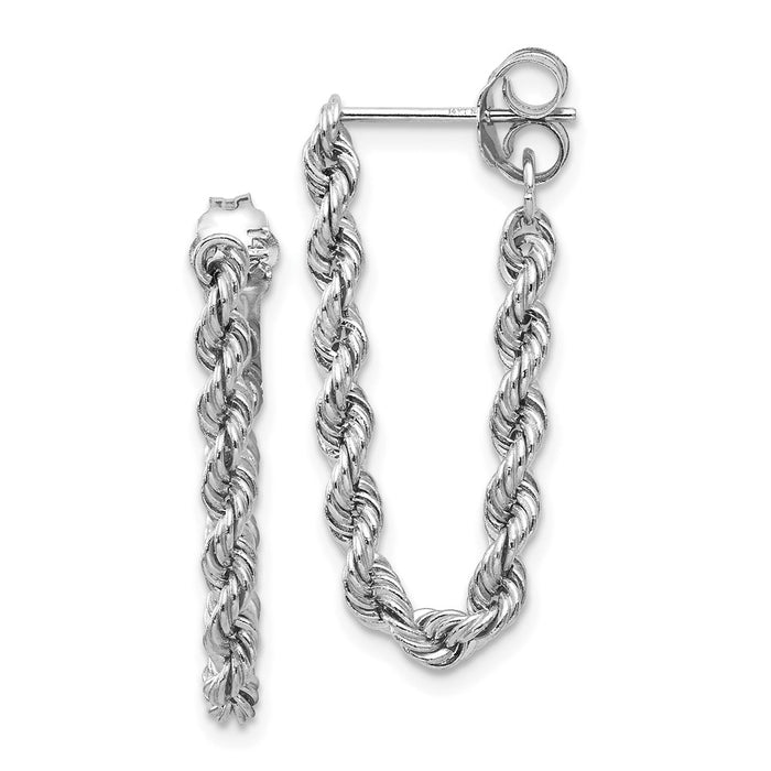 Million Charms 14K White Gold Rope Chain Dangle Post Earring, 24mm x 10mm