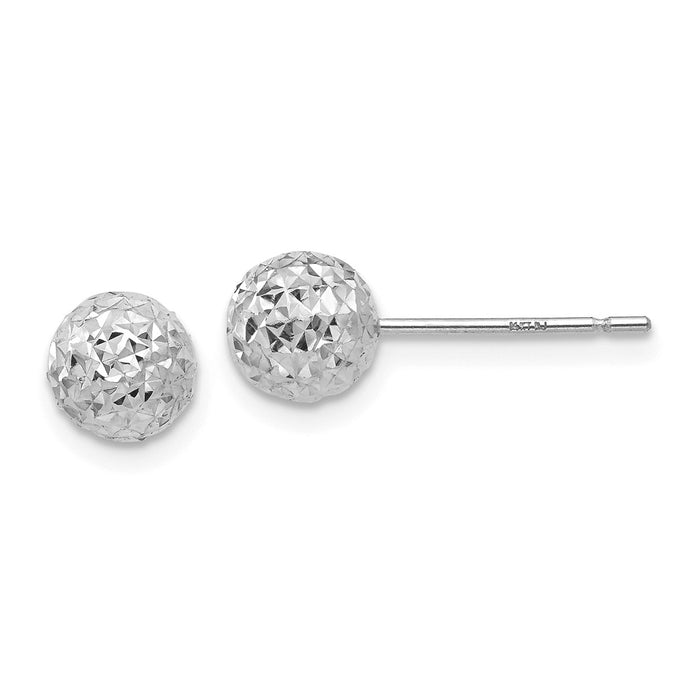 Million Charms 14K White Gold 6mm Ball Post Earrings, 6mm x 6mm