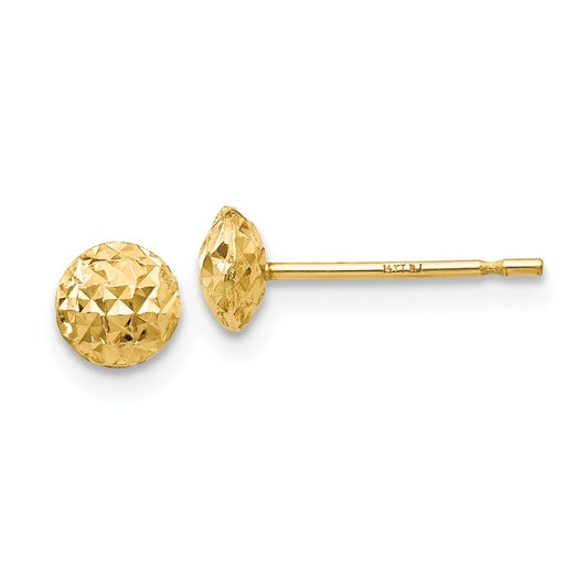 Million Charms 14k Yellow Gold Gold 5mm Circle Puff Post Earrings, 5mm x 5mm