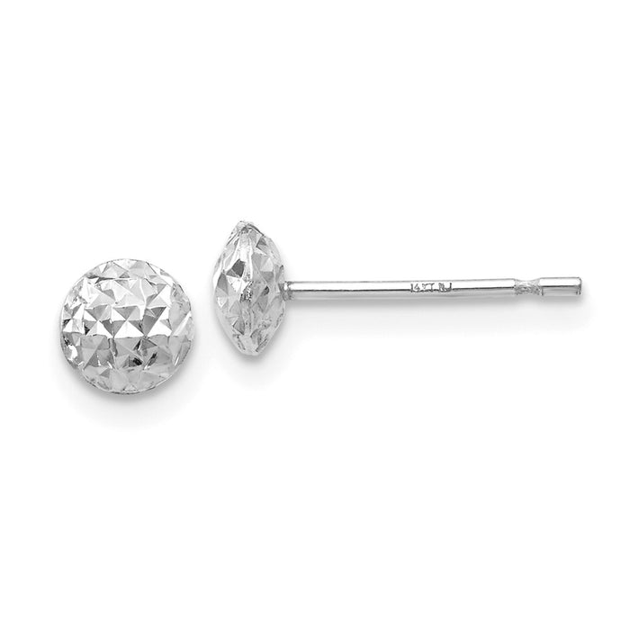 Million Charms 14K White Gold 5 mm Puff Circle Stud Earrings, 5mm x 5mm