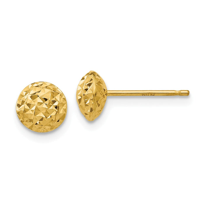 Million Charms 14k Yellow Gold 6mm Puff Circle Post Earrings, 6mm x 6mm