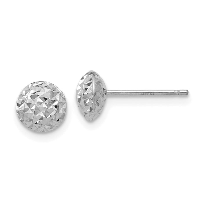 Million Charms 14K White Gold 6mm Circle Puff Post Earrings, 6mm x 6mm