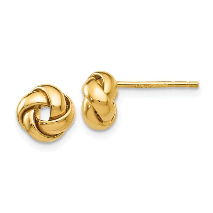 Million Charms 14k Yellow Gold Knot Post Earrings, 8mm x 8mm