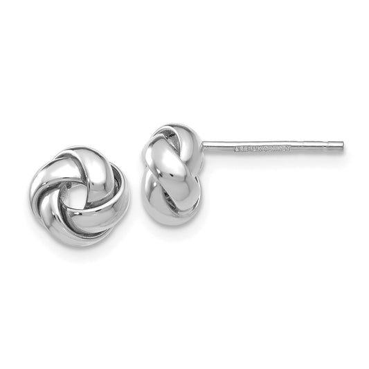 Million Charms 14k White Gold Polished Knot Post Earrings, 8mm x 8mm