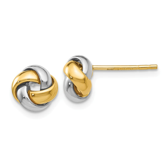 Million Charms 14k Two-tone Knot Post Earrings, 8mm x 8mm