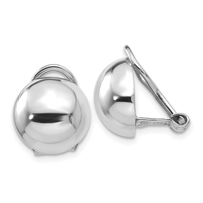 Million Charms 14k White Gold Polished Non-pierced Back Earrings, 12mm x 12mm