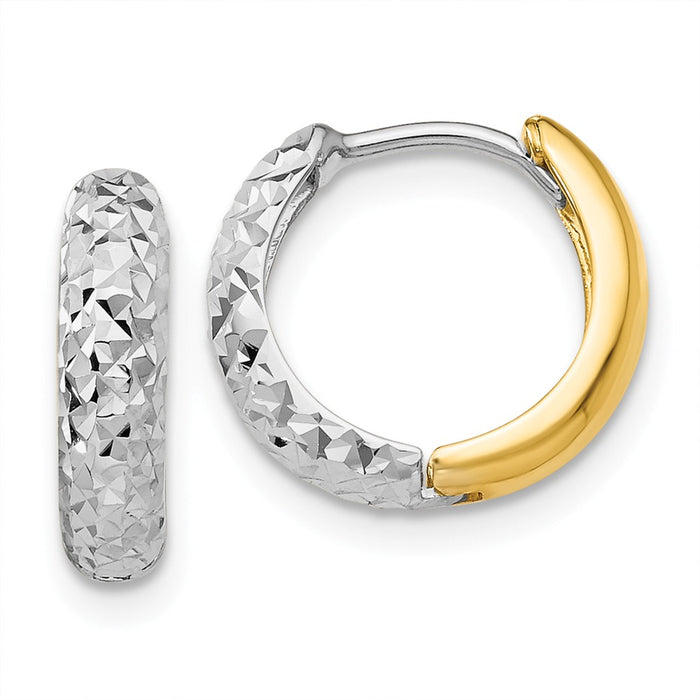 Million Charms 14k Two-tone Diamond-cut Hoop Earrings, 9mm x 3mm