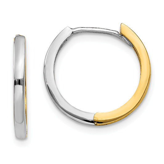 Million Charms 14K Two-tone Hinged Hoop Earrings, 11mm x 1.5mm