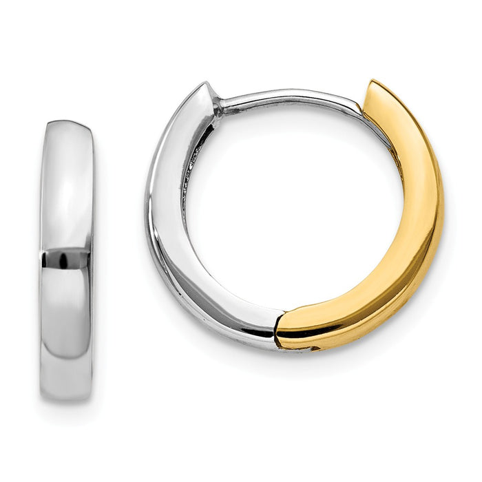 Million Charms 14K Two-tone Hinged Hoop Earrings, 11mm x 2.5mm