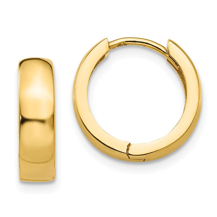 Million Charms 14k Yellow Gold Hinged Hoop Earrings, 12.8mm x 13.5mm