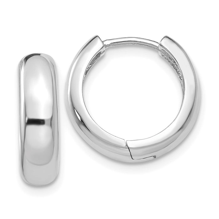 Million Charms 14K White Gold Curved  Hinged Hoop Earrings, 15mm x 4mm