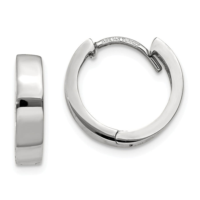 Million Charms 14K White Gold Hinged Hoop Earrings, 10mm x 3mm