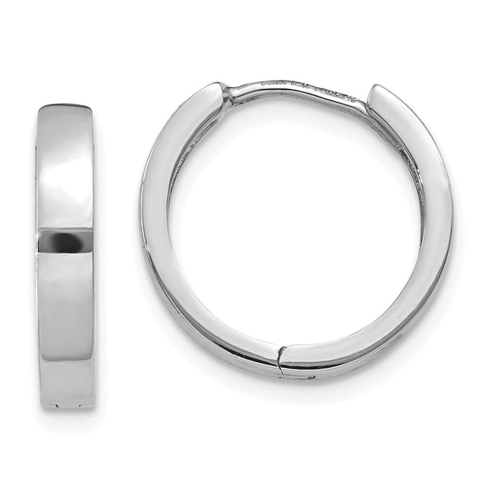 Million Charms 14K White Gold Hinged Hoop Earrings, 11mm x 3mm