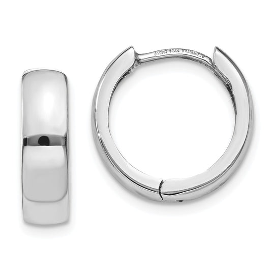 Million Charms 14k White Gold Hinged Earrings, 11mm x 4mm
