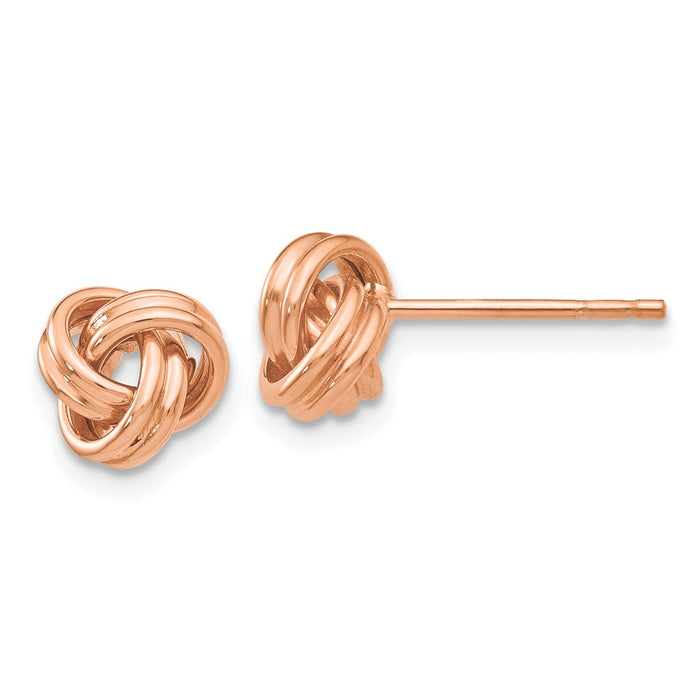 Million Charms 14k Rose Gold Polished Love Knot Post Earrings, 7mm