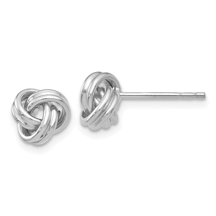 Million Charms 14k White Gold Polished Love Knot Post Earrings, 7mm