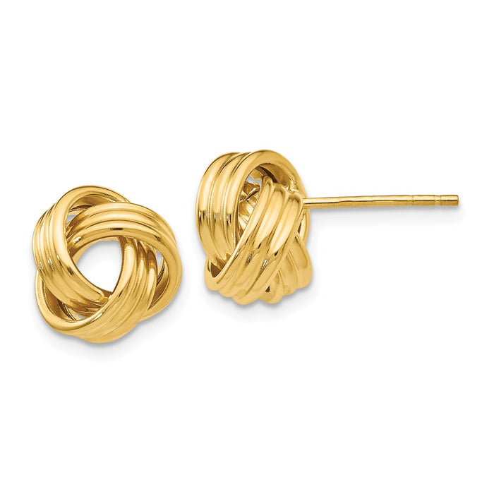 Million Charms 14k Yellow Gold Love Knot Earrings, 10mm x 10mm