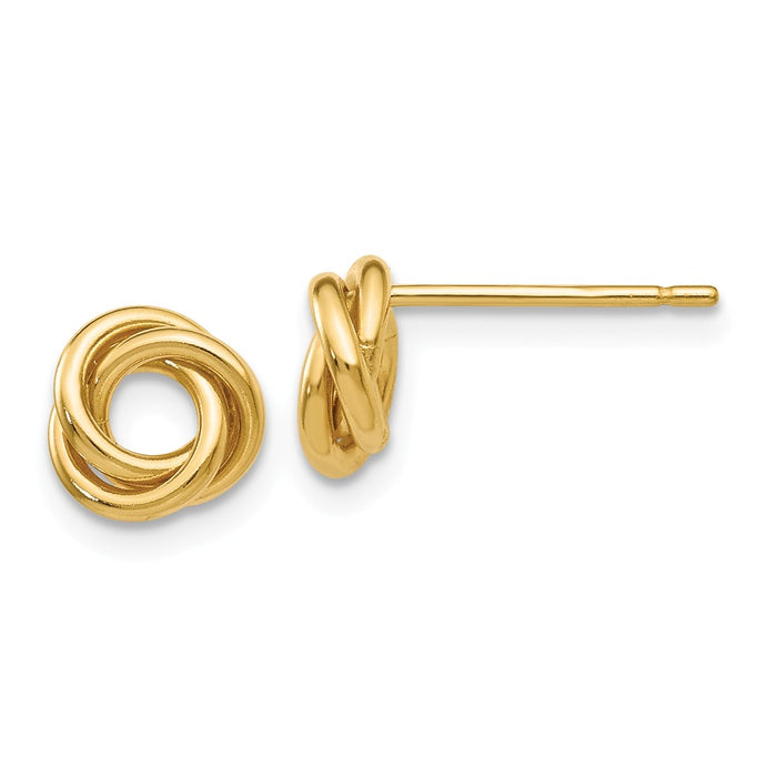 Million Charms 14k Yellow Gold Polished Knot Post Earrings, 8mm x 8mm
