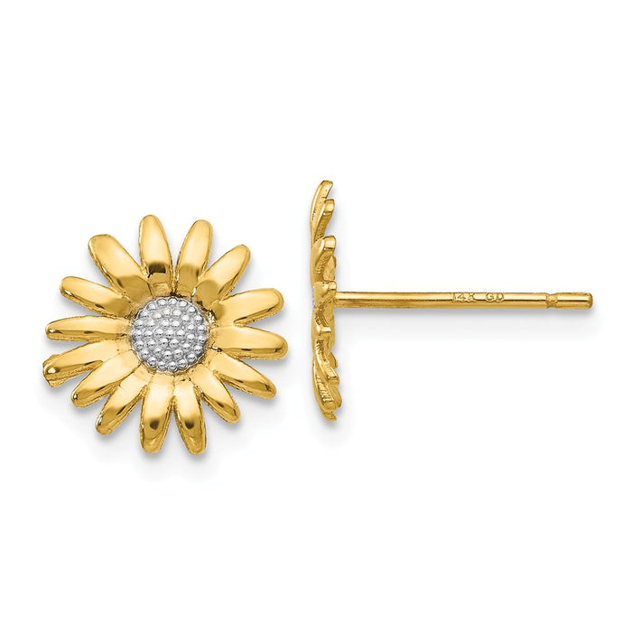 Million Charms 14k & Rhodium Mini Daisy Post Earrings, 10mm x 10mm