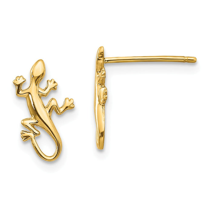 Million Charms 14k Yellow Gold Polished Gecko Post Earrings, 12mm x 8mm
