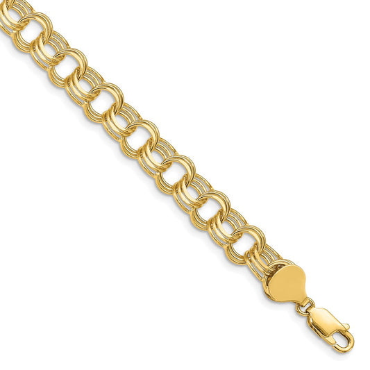 Million Charms 14k Yellow Gold Triple Link Charm Bracelet, Chain Length: 7 inches