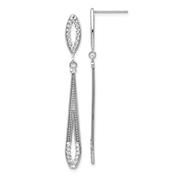 Million Charms 14k White Gold Diamond-cut Dangle, 48mm x 5mm