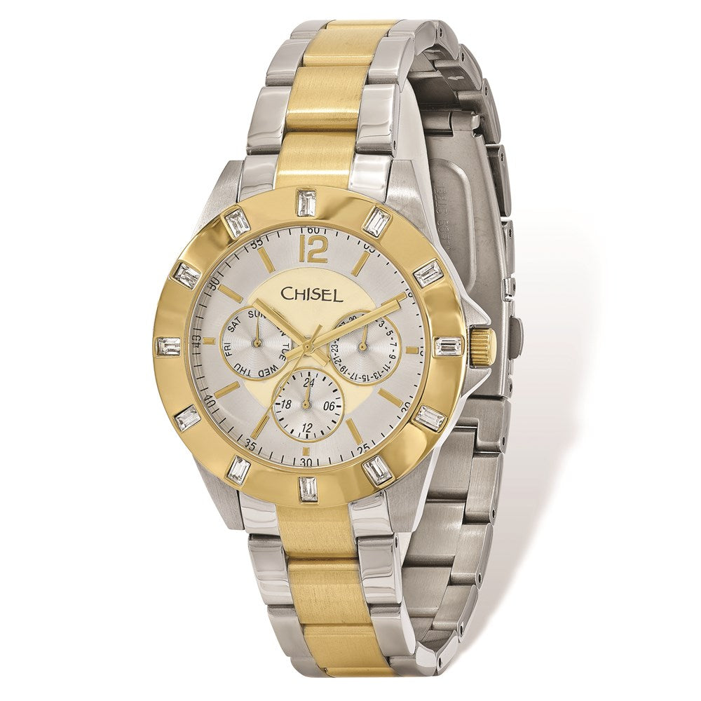 Fashion Watches,  Men's Chisel IP-plated 2-tone Stainless Steel Silver Dial Watch