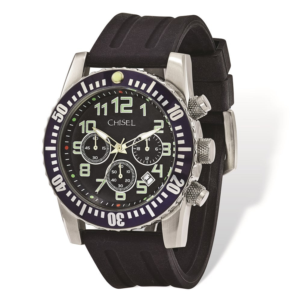 Fashion Watches,  Men's Chisel Black Dial & Silicone Strap Chronograph Watch