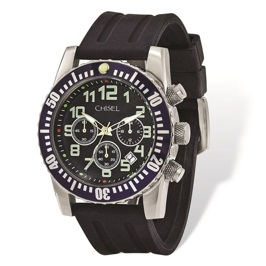 Fashion Watches,  Men's Chisel Black Dial & Silicone Strap Chronograph Watch