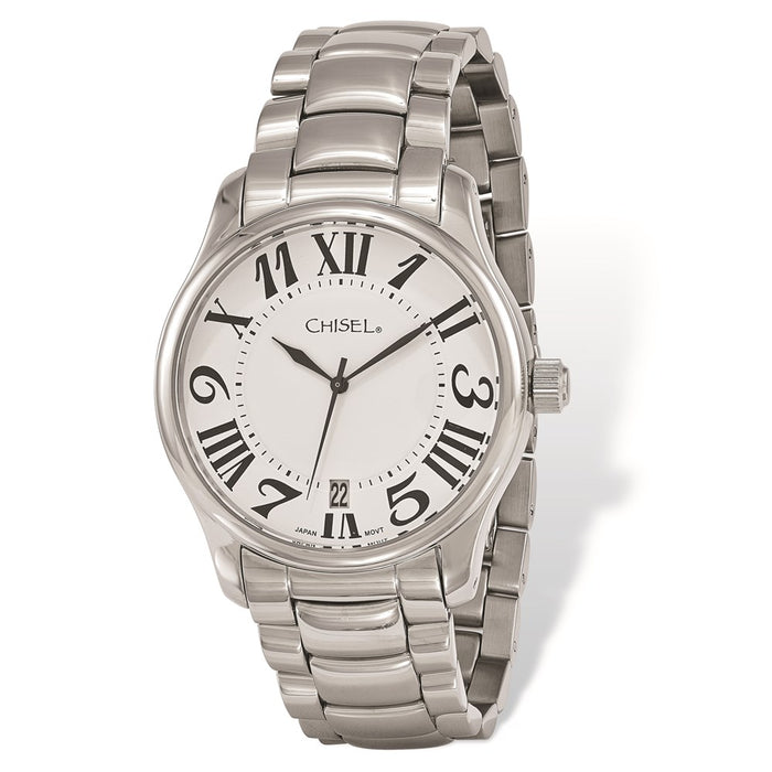 Fashion Watches,  Men's Chisel Stainless Steel White Dial Watch