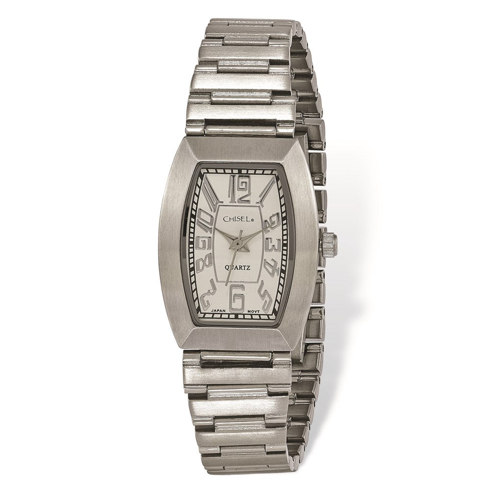 Fashion Watches,  Ladies' Chisel Stainless Steel White Tonneau Dial Watch
