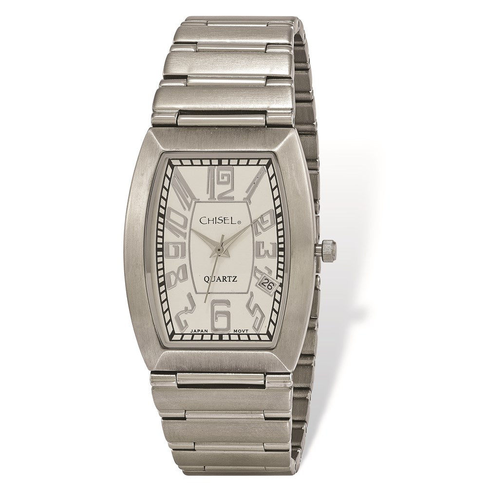 Fashion Watches,  Men's Chisel Stainless Steel White Tonneau Dial Watch