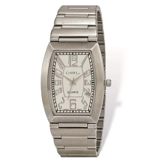 Fashion Watches,  Men's Chisel Stainless Steel White Tonneau Dial Watch