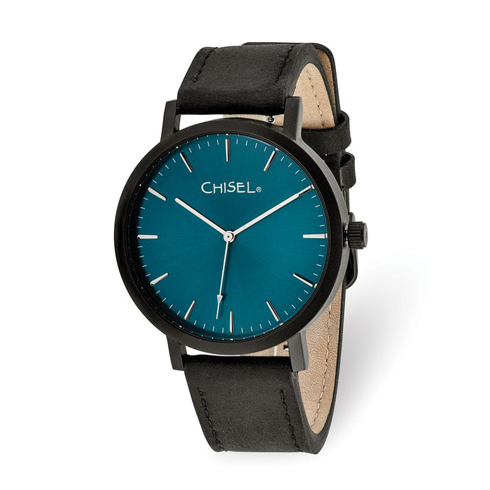 Fashion Watches,  Chisel Matte Black IP-plated Blue Dial Watch