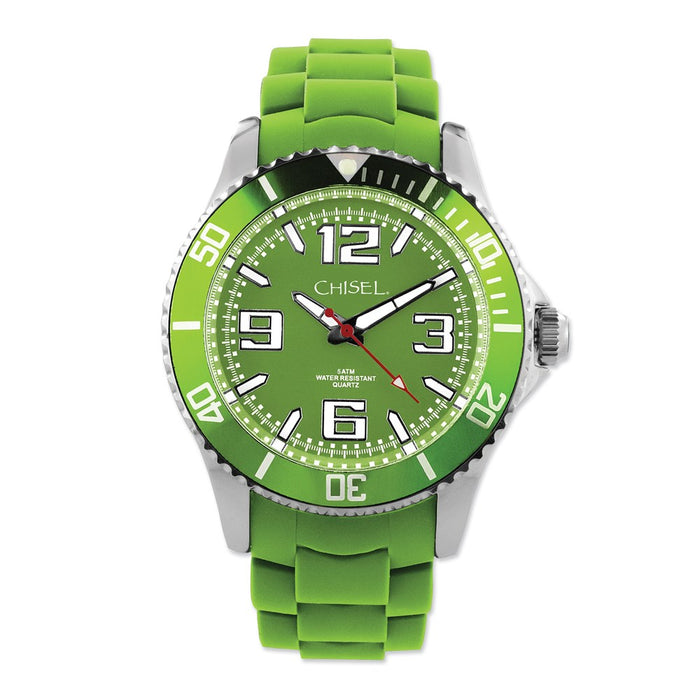 Fashion Watches,  Men's Chisel 44mm Green Silicone Strap Watch