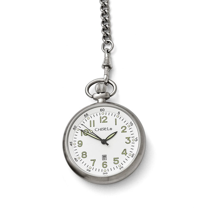 Fashion Watches,  Chisel Stainless Steel White Dial Pocket Watch